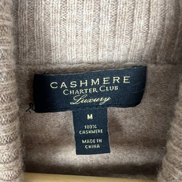 Charter Club Luxury Cashmere Turtleneck Sweater Long Sleeve Tan Women's M - Picture 3 of 7